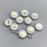 Cuentas de concha natural de 8 mm con 26 letras impresas, varios patrones, cuentas de concha de perla redondas del alfabeto para hacer joyas, estilo collar de bricolaje, 36 estrellas, 10 pie