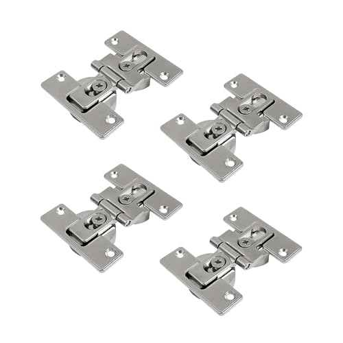 LIKERAINY 180 Grados Bisagras Puerta Plegable Bisagra para Mueble Armario Zinc fundido a presión Niquelado Paquete de 4 Piezas