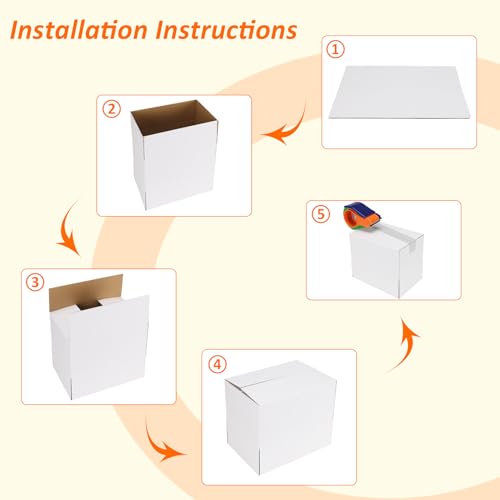 Image of HORLIMER 40 Pack 5x5x5 Shipping Boxes, White Corrugated Cardboard Box for Mailing, Packaging, Small Business