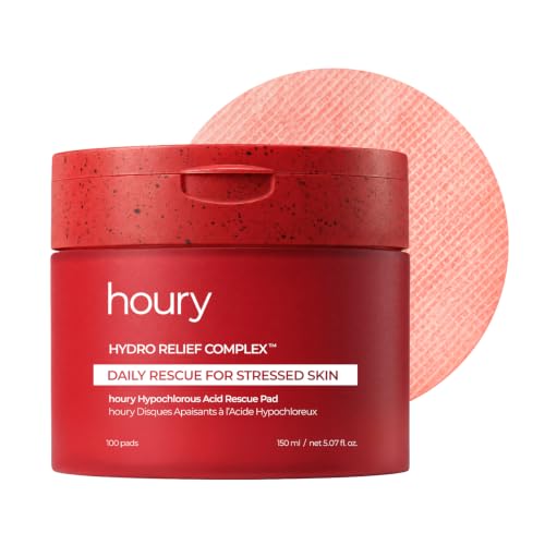houry Hypochlorous Acid Trouble Downtime Rescue Pads, HOCl Facial Pads for Troubled & Sensitive Skin, Calming, Hydrating & Skin Recovery Solution, 100 Counts (1 Pack)