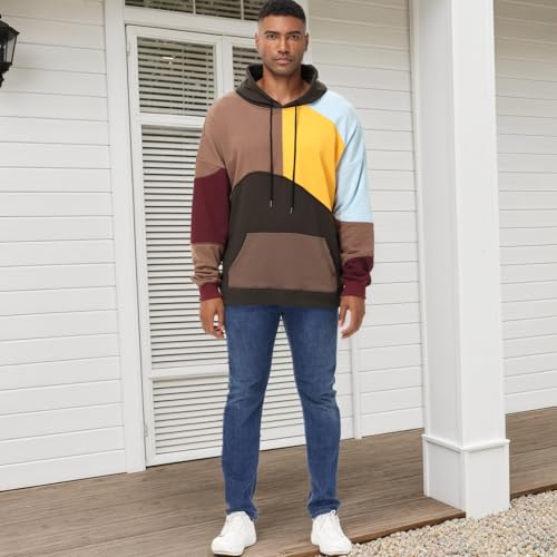 Men's Fashion Hoodies Techwear Color Block Long Sleeve Sweatshirts Unisex Lightweight Colourful Hoodie Pullover3