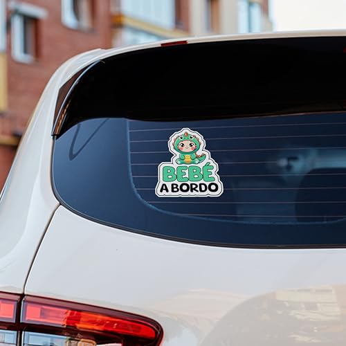 Miniatura 5 de Pegatina Bebé A Bordo Coche, Dinosaurio, 16 X 14 Cm, Resistente A Uv E Impermeable, Sticker Para Coche