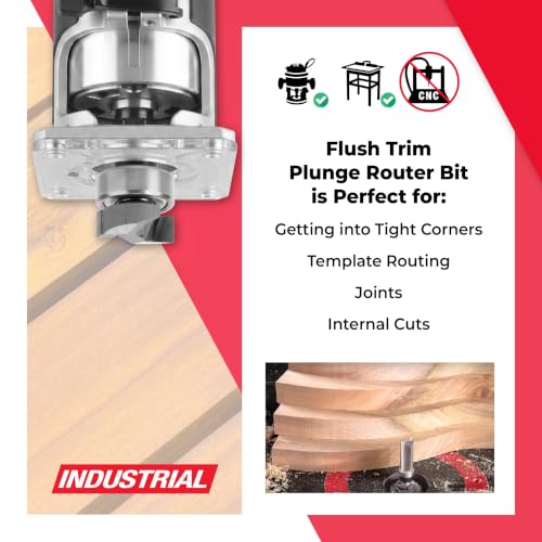 Image of Amana Tool - 45464-S Carbide Tipped Flush Trim Plunge Template 3 /4 Dia x 1 /4 inch Sh