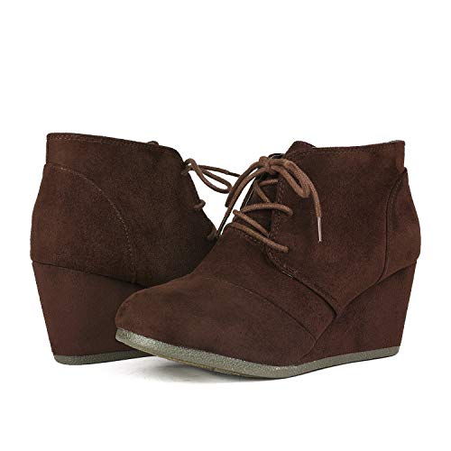 image for DREAM PAIRS TOMSON Women's Casual Fashion Outdoor Lace Up Low Wedge He