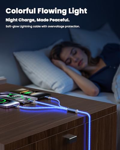Cable de carga 3 en 1 multiUSB de 1,2m con luz LED para iPhone y Android 5