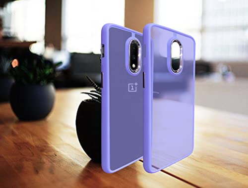 Image of A rtistque Frosted Translucent Back Cover Case for Oneplus 7 | Electroplated Chrome Ring | Raised Camera Edges for Protection | Smooth Sides TPU - Purple