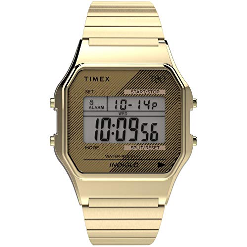 Timex T80 34mm Watch  Gold-Tone with Stainless Steel Expansion Band