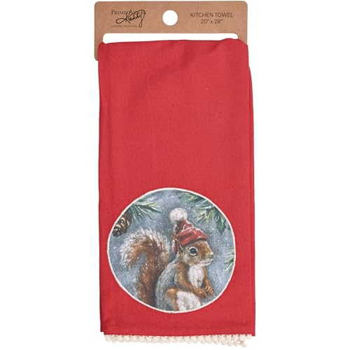 Toalla de cocina Winter Squirrel de algodón absorbente Primitives by Kathy 2
