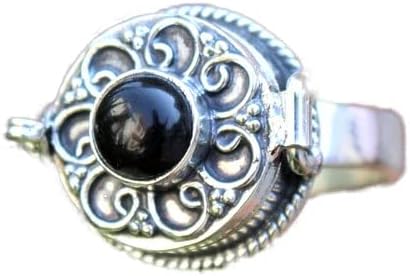 Black Onyx Ring, Poison Box Ring, Poison Ring, Black Stone Ring, Antique Poison Ring, Locket Ring, Round Stone Ring, Poison Pill Box, Openable Box Ring, Handmade Poison Ring, Black Onyx Jewelry
