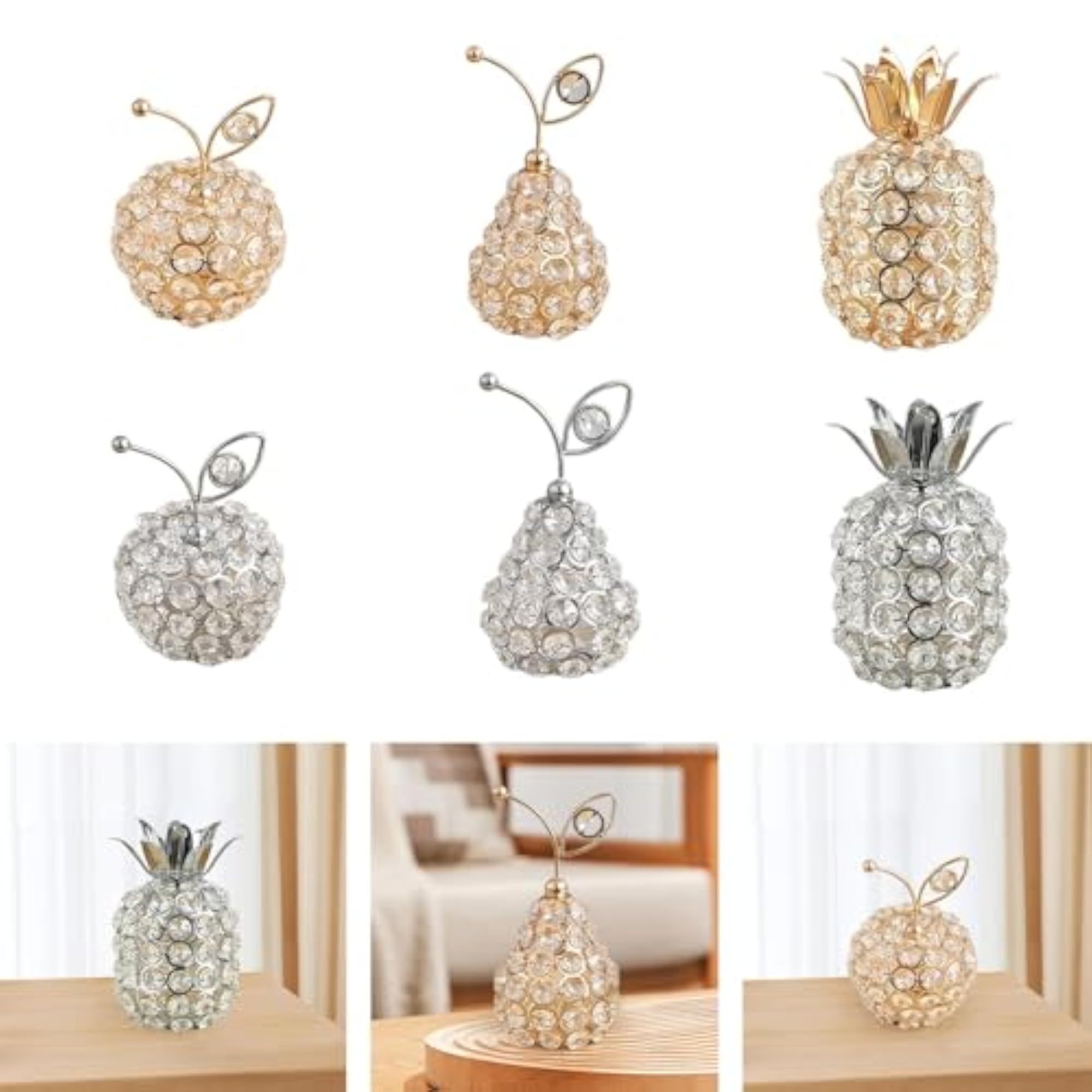 Artificial Fruit Figurine Apples Gold, Ideal Gift for Kitchen Table