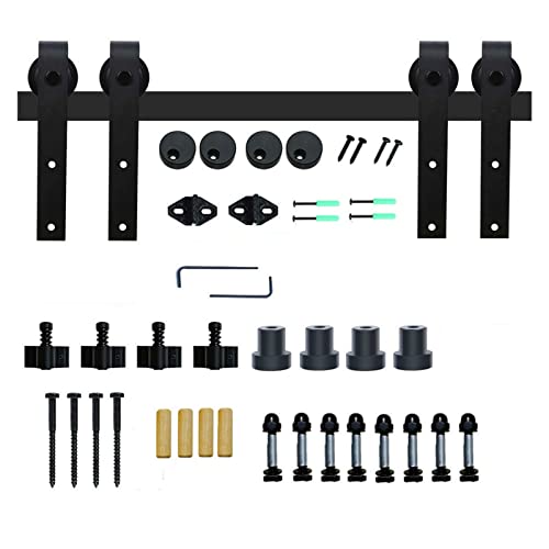 Kit de herrajes para puerta corredera de estilo rústico para puerta de granero deslizante en forma de J (puerta doble de 10 pies)