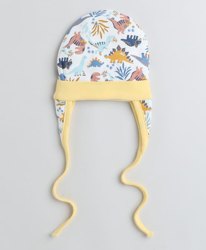Image of BUMZEE Baby Boys Cotton Printed Ear Flap Tying Cap Pack Of 2