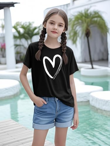 Girls Short Sleeve T Shirts Kids Summer Tops Crewneck Basic Graphic Tees 5-14 Years2