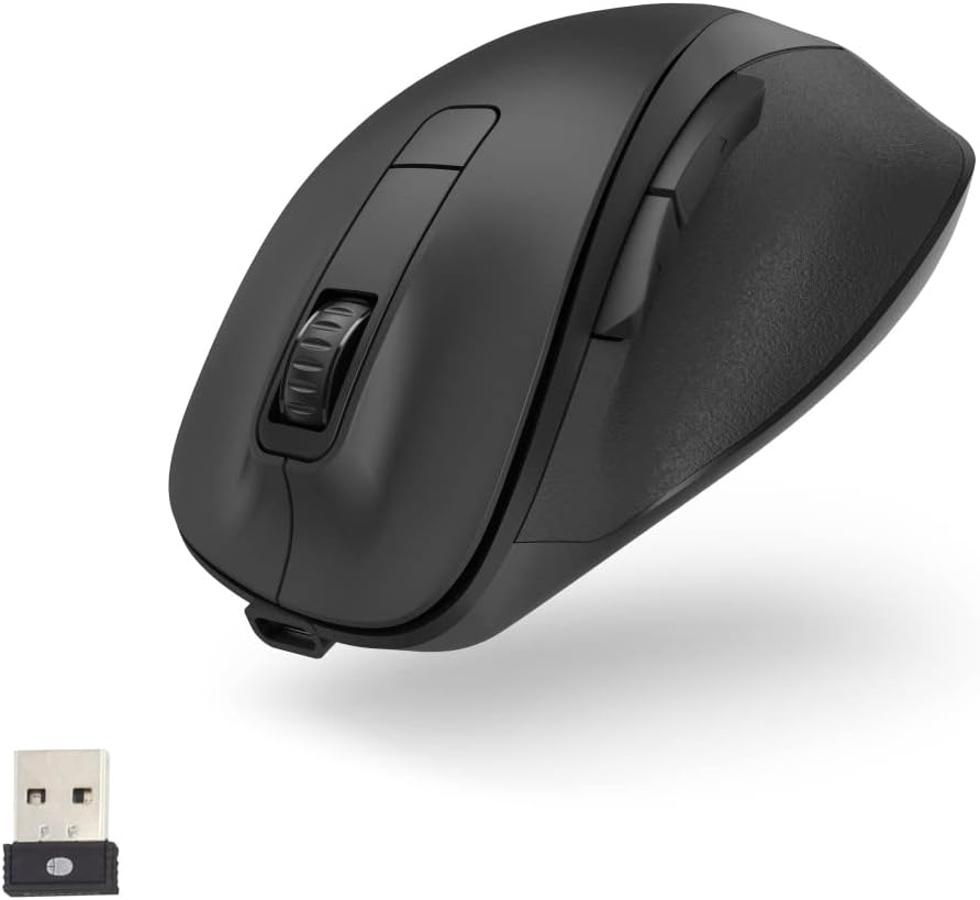 Hama Ergonomic Mouse (Wireless Mouse, 6 Buttons, 2.4GHz, BlueWave, 800/1200/1600 dpi, Optical Mouse Wireless, Wireless Mouse, Ergonomic Computer Mouse, for Laptop/PC, Battery, Right-Hander) Black