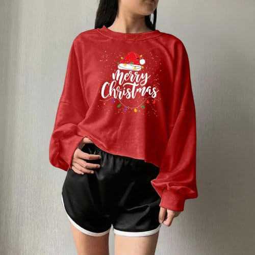Buupiuu Women's Christmas Cropped Sweatshirt Crew Neck Long Sleeve Pullover - image 2
