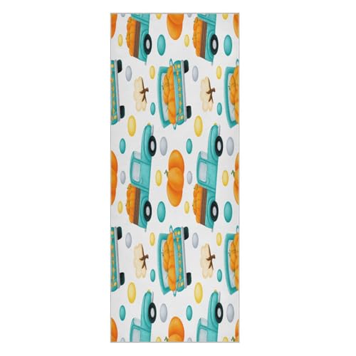 pnyoin Blue Car Pumpkin Yoga Towel,Hot Yoga Mat Towel with Grip Dots Sweat Absorbent Non-Slip for Hot Yoga, 24