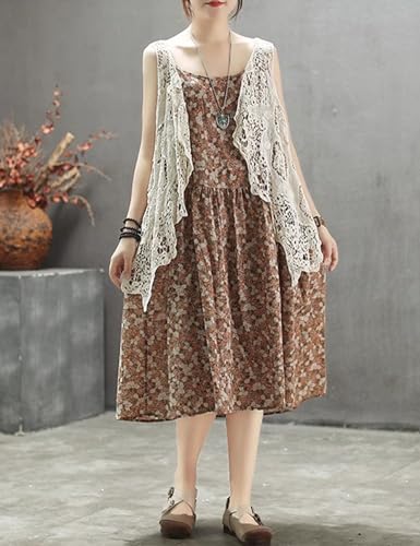 Flygo Women's Open Front Cotton Crochet Lace Boho Hippie Butterfly Vest Cardigan Coverup Sleeveless Irregular Hem3