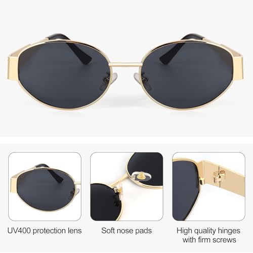 AkoaDa Retro Oval Sunglasses Trendy Sunglasses for Women Men Classic Sunshade Sunglasses Womens4