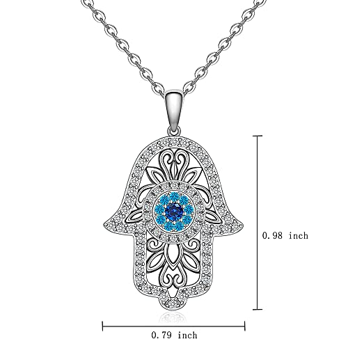 Hamsa Hand Evil Eye Necklace 925 Sterling Silver Rose Gold Plated Vintage Fatima Hand Good Luck Women Pendant Necklace Fatima Jewelry Gift2