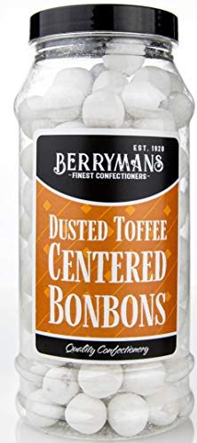 Original Dusted Toffee Centered BonBons Retro Sweets Gift Jar By Berrymans Sweet Shop (Bon Bons) - Classic Sweets Traditional Taste.