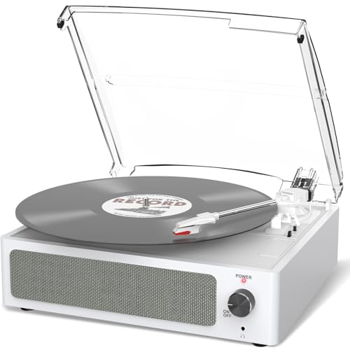 „Trynnay“ Vinyl-Plattenspieler mit Lautsprecher, Vintage-Plattenspieler für Vinyl-Schallplatten, riemengetriebener Plattenspieler, unterstützt 3 Geschwindigkeiten, kabellose Wiedergabe, Kopfhörer, AU