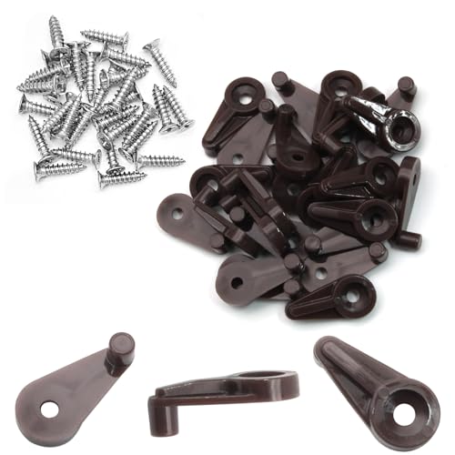 Image of 25pcs Mirror Hanging Clips, Glass Retainer Clips, Plastic Mirror Mounting Clips Hanging Hardware for Fixing Window Glass Cabinet Door (Brown)