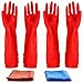 Rubber Cleaning Gloves Kitchen Dishwashing Glove 2-Pairs And Cleaning Cloth 2-Pack,Waterproof Reuseable. (Medium)