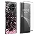kwmobile Clear Case and Screen Protector Compatible with Xiaomi Redmi Note 14 Pro 5G / Poco X7 Case - Cherry Blossoms Pink/Dark Brown/Transparent