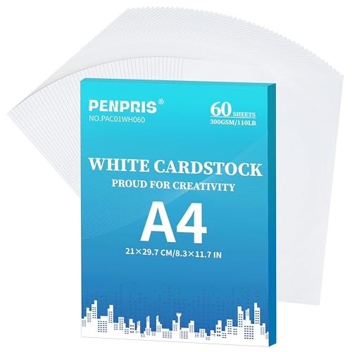 A4 300gsm Cartulina Blanca 60 Unidades - Papel de Cartón Grueso Para Tarjetas DIY, Invitaciones, Postales, Tarjetas de Visita PAC01WH060