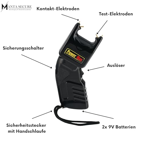 Protect Pfefferspray Anti-Dog + Elektroschocker Power Max 500.000 V Stun Gun zugelassen in Deutschland ESP Euro Security Products Taser mit 2X 9 V Batterien (40ml Breitstrahl + Elektroschocker)