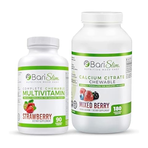 BariSlim Bariatric Calcium Citrate & Complete Multivitamin Chewable Tablet - Bariatric Vitamin and Supplement for Post Bariatric Surgery Including Gastric Bypass and Sleeve Cover