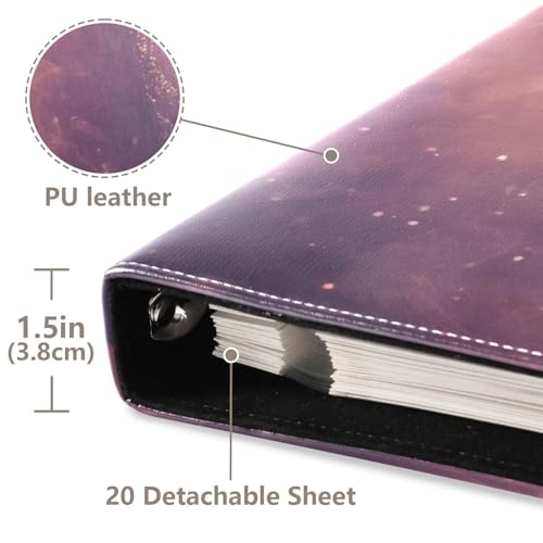 Álbum de fotos FLildon Scrapbook Album de cuero PU con páginas autoadhesivas, 3 anillas, 40 páginas, 8x10 para recuerdos miniatura 4