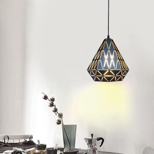 Suspension géométrique style loft rétro en fer noir pour un éclairage suspendu chic