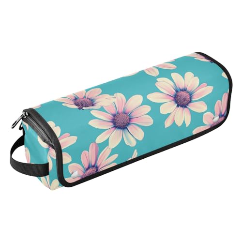 Bolsa de viaje turquesa Retro Flowers para herramientas de cabello resistente al calor para plancha, rizador y secadora