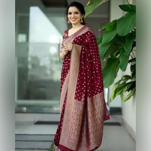 Image of Women's Kanjivaram Soft Silk Banarasi Saree With Blouse Piece | Banarasi Sari For Women | Saree with Blosepiece
