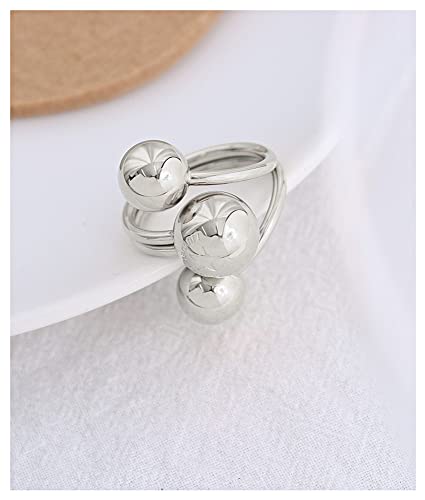 Fashion Ball Statement Ring for Women Girls Stainless Steel Layered 3 Round Balls Open Wrap Finger Rings Comfort Fit Geometric Unique Christmas Birthday Party Jewelry Gift Size 7-84