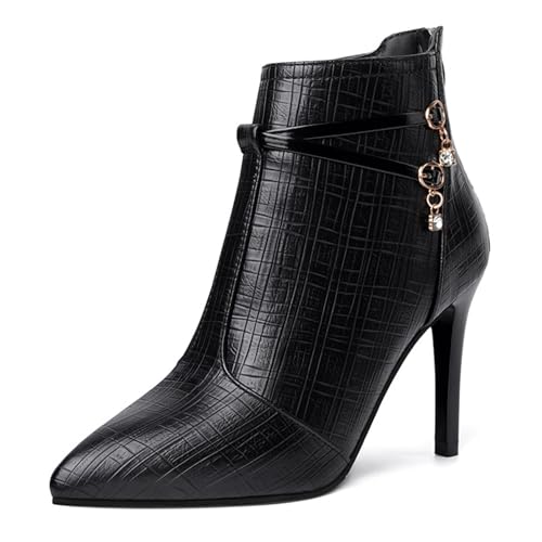 Agiyenna Donna Stivaletti Eleganti Unicolori Moda Casual Comodi Punta Affusolata Stivali Autunno Inverno Tacco Stiletto Con Cerniera Antiscivolo Resistente All'Usura Stivali Alla Caviglia