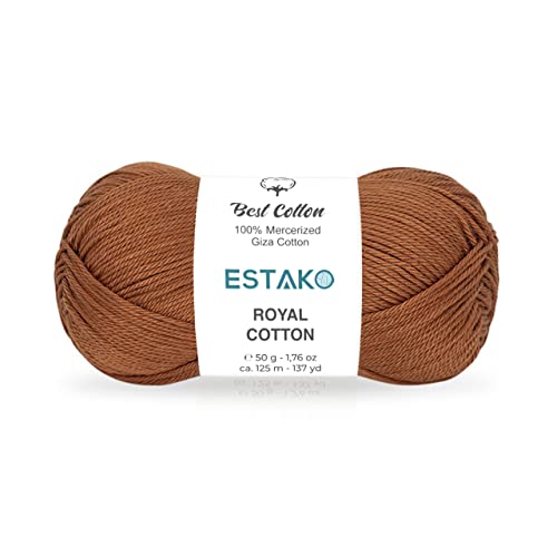 Image of Estako Royal Cotton, 100% Mercerized Giza Cotton Yarn, Soft, Super Fino 1 for Crochet and Knitting 1.76 Oz (50g) / 137 Yrds (125m) (5084)
