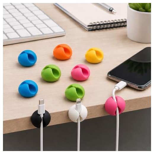 10 Pack Cable Management Clips, Self-Adhesive Desktop Cord Wire Fixed Holder, for Desk Office Nightstand Charger Wires