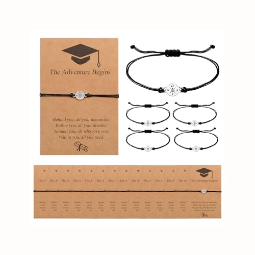 GBTBYS 20PCS Graduation Gifts Bulk Compass Bracelets, Class of 2026, The Adventure Begins, Graduate 5th 6th 8th Grade Senior College High School Inspirational Bracelet
