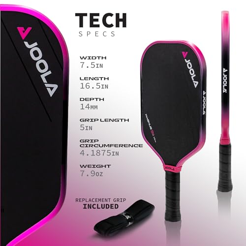 Image of JOOLA Tyson McGuffin 3S 14mm Pickleball Paddle- Elongated Shape w /Shorter Handle. Charged Carbon Surface Technology for Power and Spin. NFC Chip Enabled and UPA-A Certified.