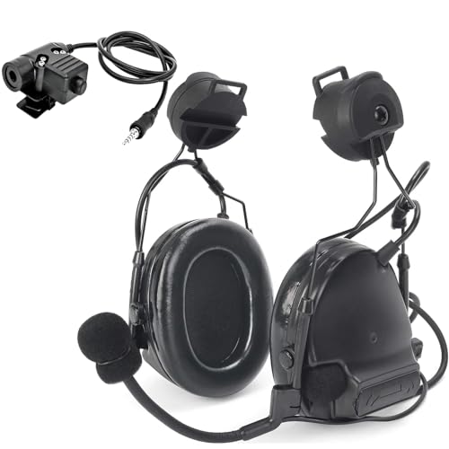 【ZTAC正規品】ZComta III サバゲー ヘッドセットおよびレールアダプター FASTヘルメット用, U94 pttスイッチ ic-1pin 付き (BK)