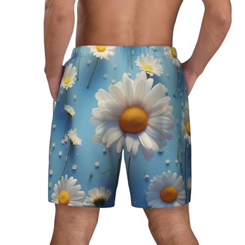 Men's Swim Trunks Quick Dry Board Shorts Cute Daisy Beach Shorts with Pocket Bathing Suits for Men3