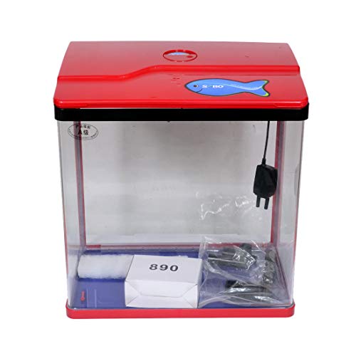 Image of SOBO T-730F Clear Fish Tank Aquarium with Water Pump Filter Home Office Table Decor Size:(LxWxH): 38.5x24x42cm Capacity: 30L Color: Red Aquarium Tank Exclusive Diwali Decoration /Gift