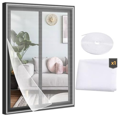 Mosquiteras para ventanas, con velcro autoadhesivo | Mosquitera ventana corredera DIY recortable lavable, instalación fácil sin taladro | Red mosquitera para janelas | Rede mosquiteira | 160x130, 1 ud