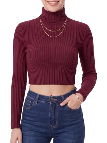 Image of MixMatchy Women's Cropped Ribbed Turtleneck Sweater