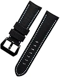 Material: echtes Leder Redfoxstyle Passend für Panerai PAM441/01661 Armband, 22 mm, 24 mm, 26 mm, Schwarz / Blau