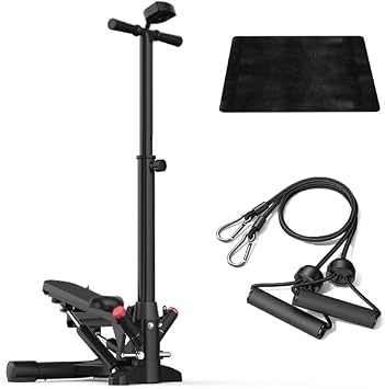 Steppers for Exercise at Home,Mini Stair Stepper with Handlebar and Resistance Bands,Stair Step Workout Machine,Total Body Cardio Equipment, Optional Twist Motion,Non-Slip Pedals 330 LB Max Weight