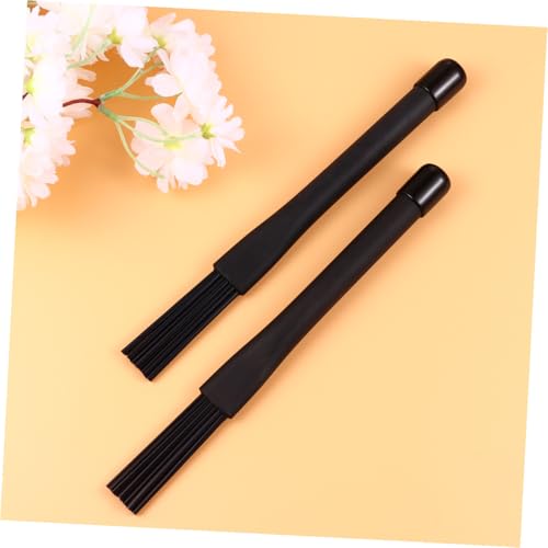 BESTonZON Cepillos retráctiles de nylon para batería, herramientas de percusión duraderas, diseño flexible y estable, para principiantes y profesionales, color negro miniatura 3