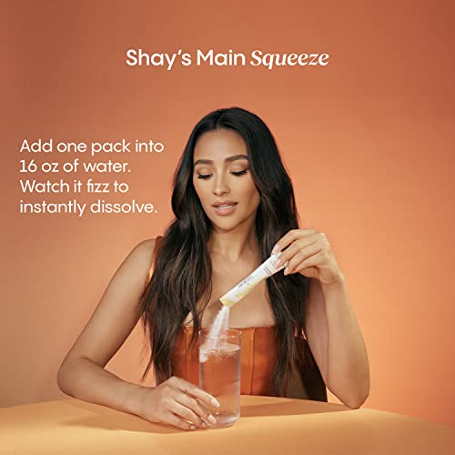 Shay Mitchell Hydralyte Low Sugar Rapid Rehydration - Lightly Sparkling Electrolyte Powder Packets, Lemon Squeeze | Travel Essential - Workout Essential - Recovery Powder (18 Count) #TOP3